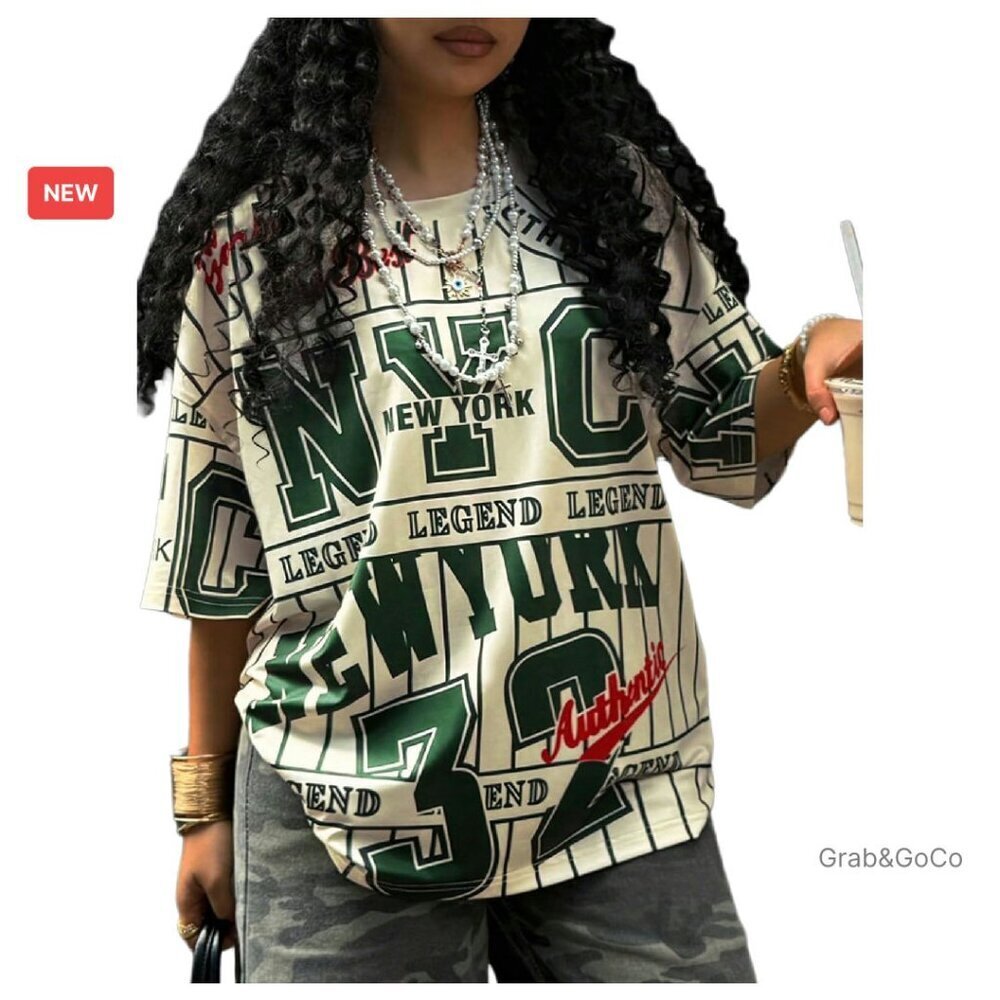 Y2K Drop Shoulder Graphic Tee Baggy Streetwear T-Shirt Loose Fit